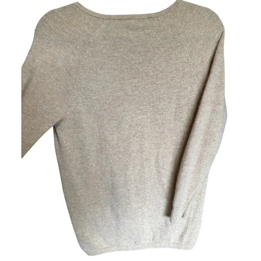 J McLaughlin Lochlann Cashmere Sweater V Neck Pullover Relaxed Fit Tan Size XS